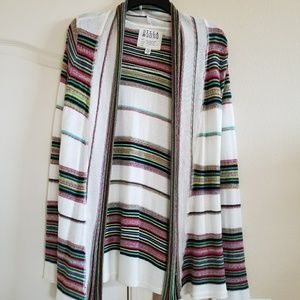 Pink, green, blue sweater